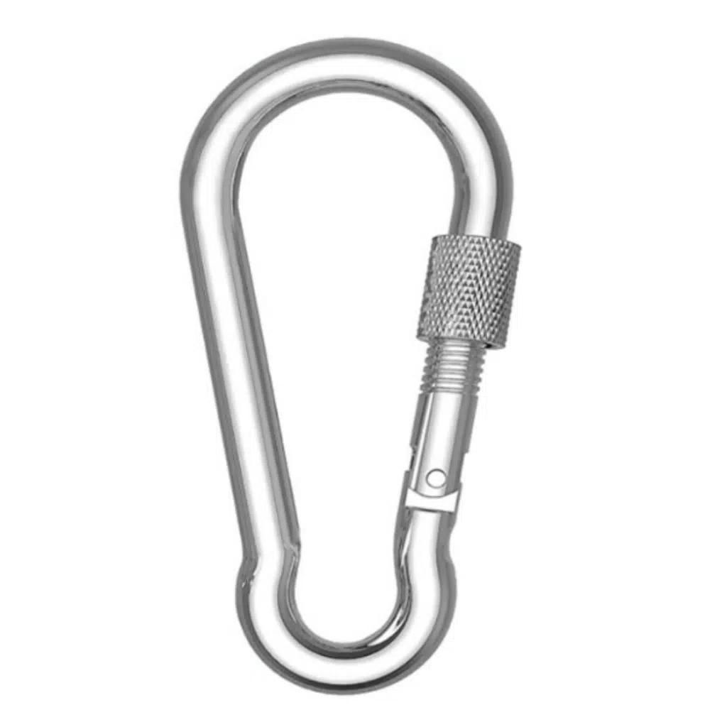 Paslanmaz Çelik Vidalı Yaylı Karabina Kanca Kilitli Aç-Kapa Mekanizma Anahtarlık Çanta Kamp Bağlantı Aparatı