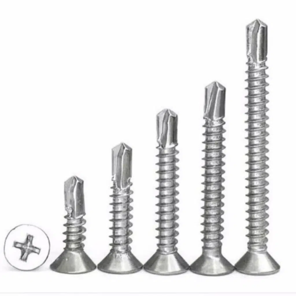 YHB Galvanizli Sac Vidası Havşa Başlı Matkap Uçlu Metal Sac Ahşap Montaj Ölçü Seçenekli